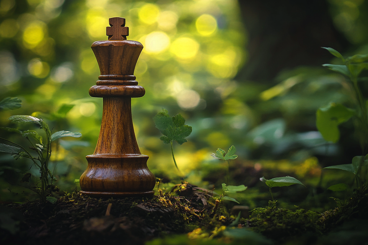 Handcrafted wooden chess pieces