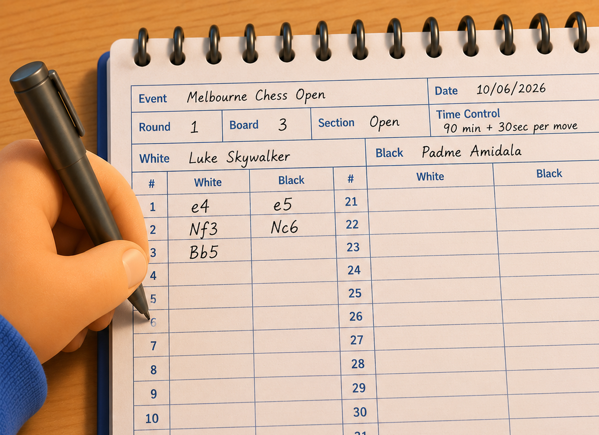 A chess board with rank and file coordinates for notation