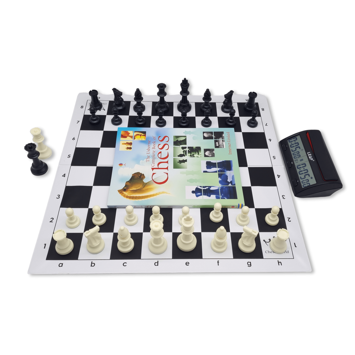 Ultimate Chess Starter Pack: Chessboard, Chess pieces, Chess Clocks, Chess Book - unpacked