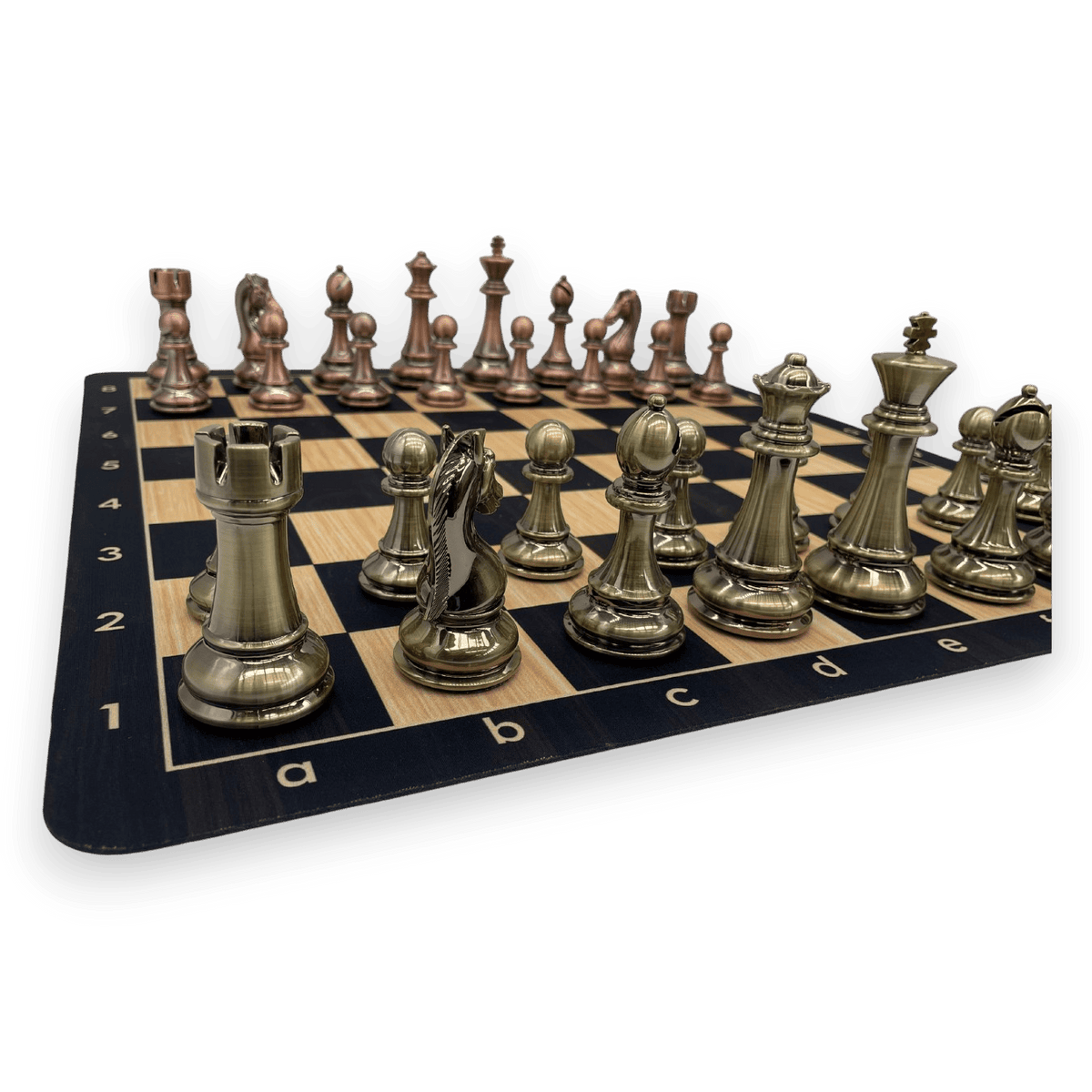 Mousepad style Woodgrain 50cm Board and 110mm Brass/Copper look pieces closeup