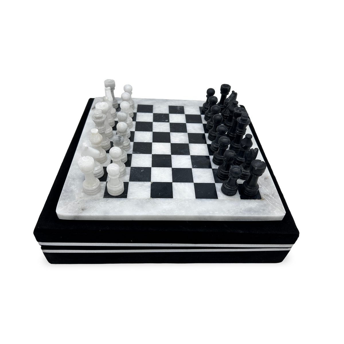 Black & White Marble Chess Set - Damaged Product Sale