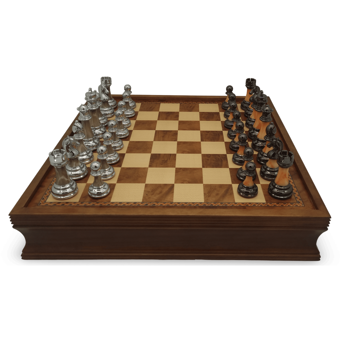 Chess board and pieces (side view)