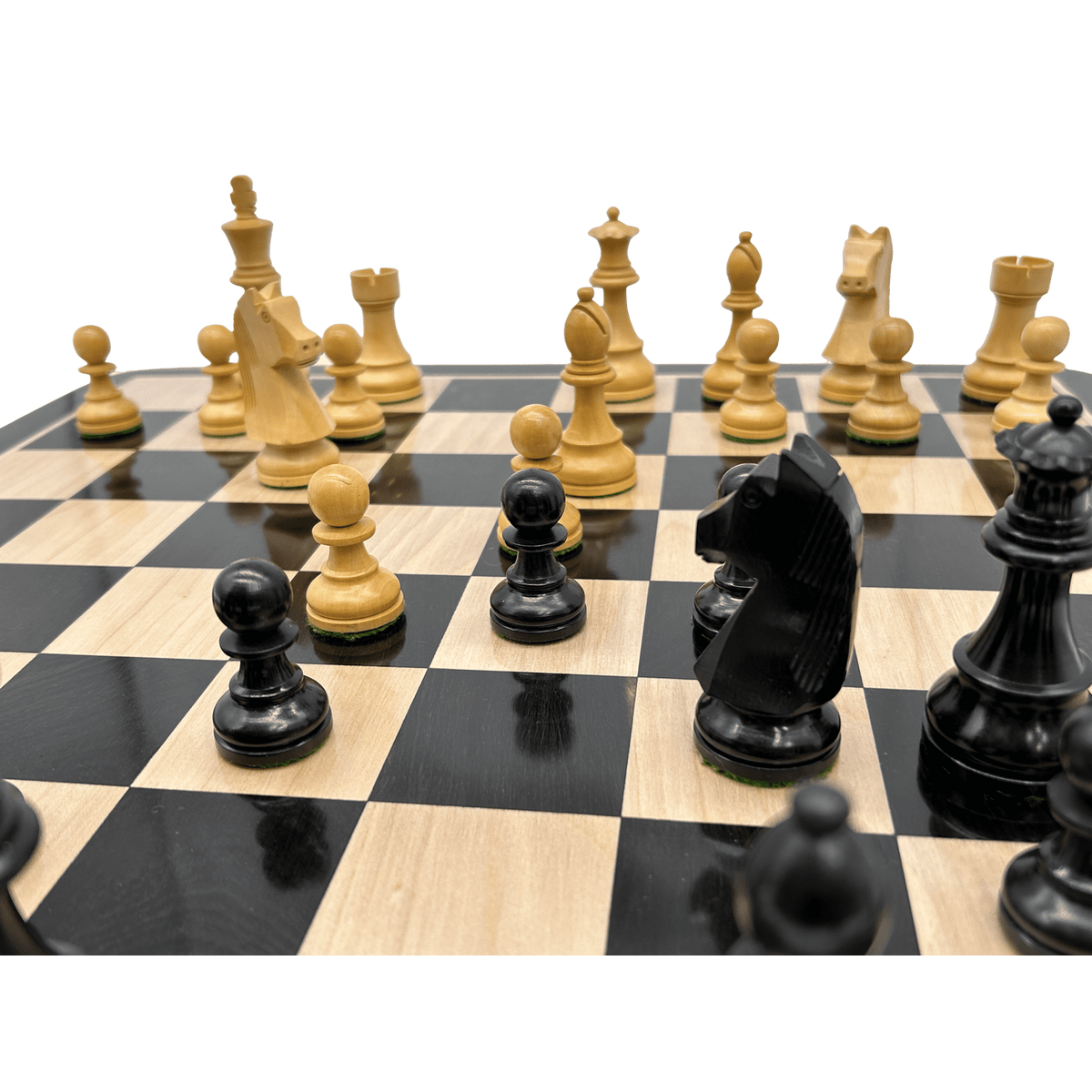 Rex Noir Solid Timber Chessboard Noir - Ex-Display Item with pieces