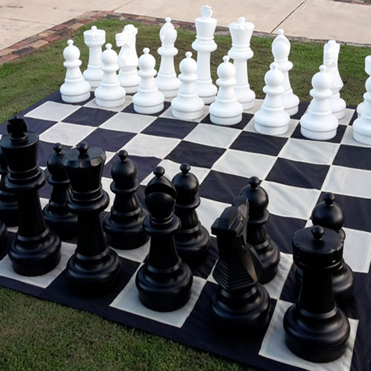 Giant Chess 2.8m Chess Indoor / Outdoor Mat shown with pieces