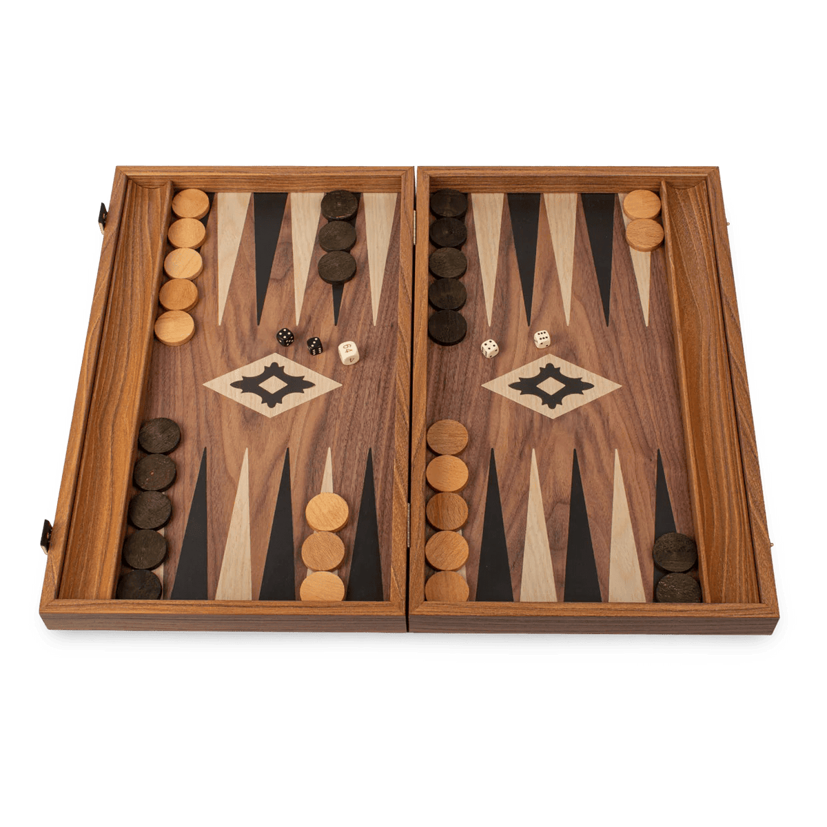 Backgammon set walnut wood handmade side racks