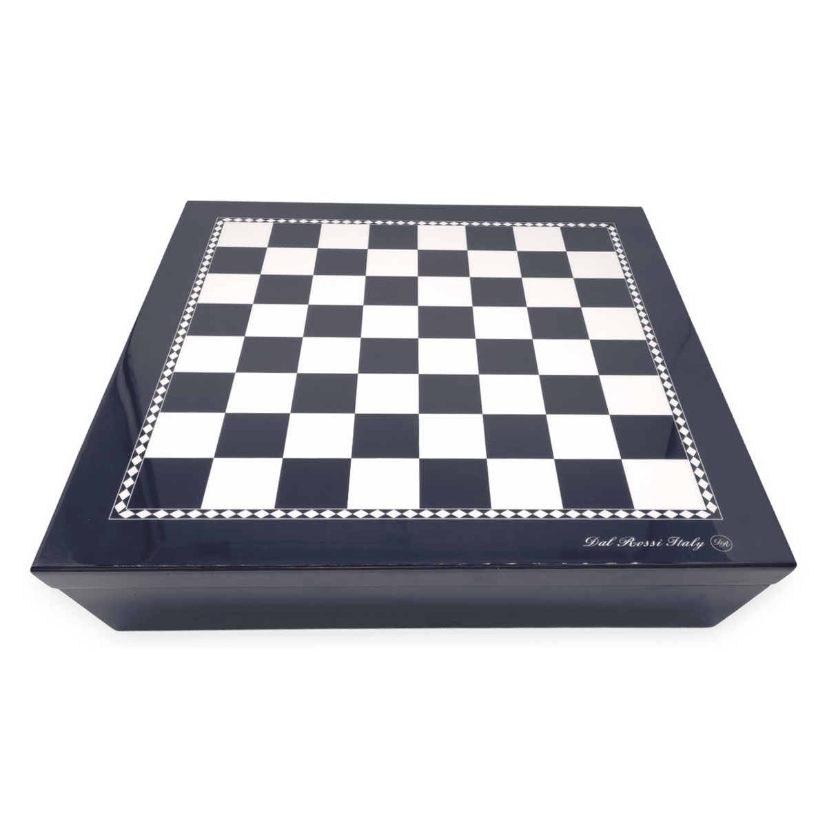 Dal Rossi Italy Black and White High Gloss Finish Angular Chess Box 50cm with compartments