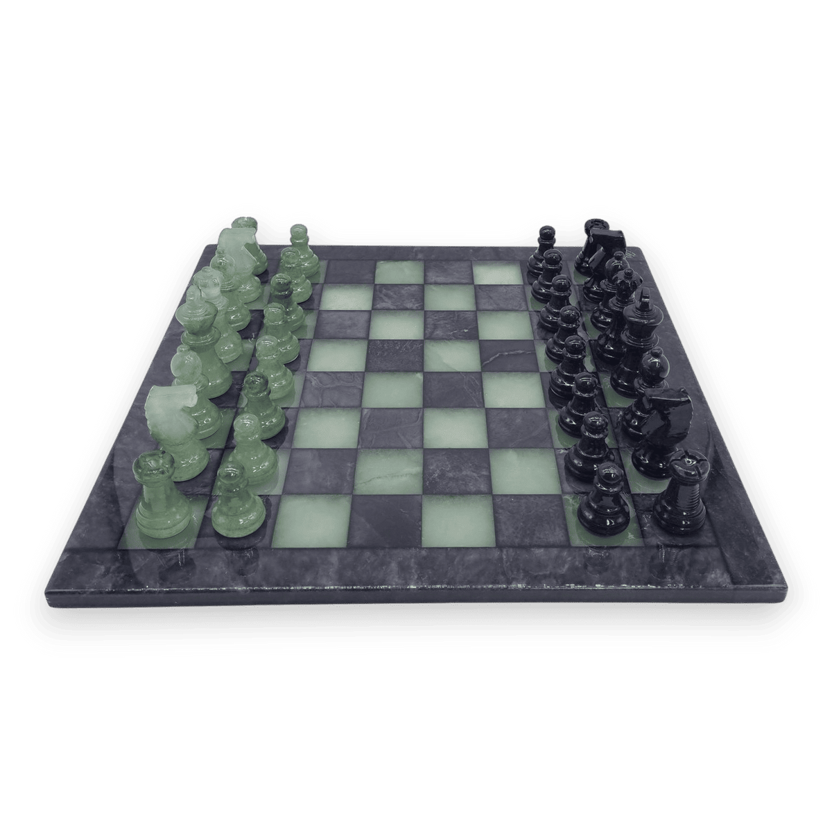 Forest Shadow Classic Alabaster Chess Set side