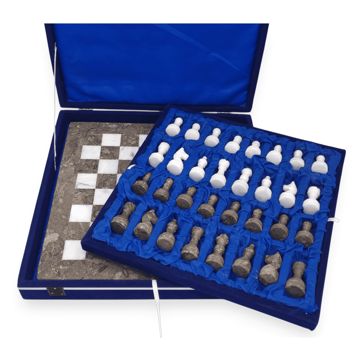 Fossil & White Marble Chess Set