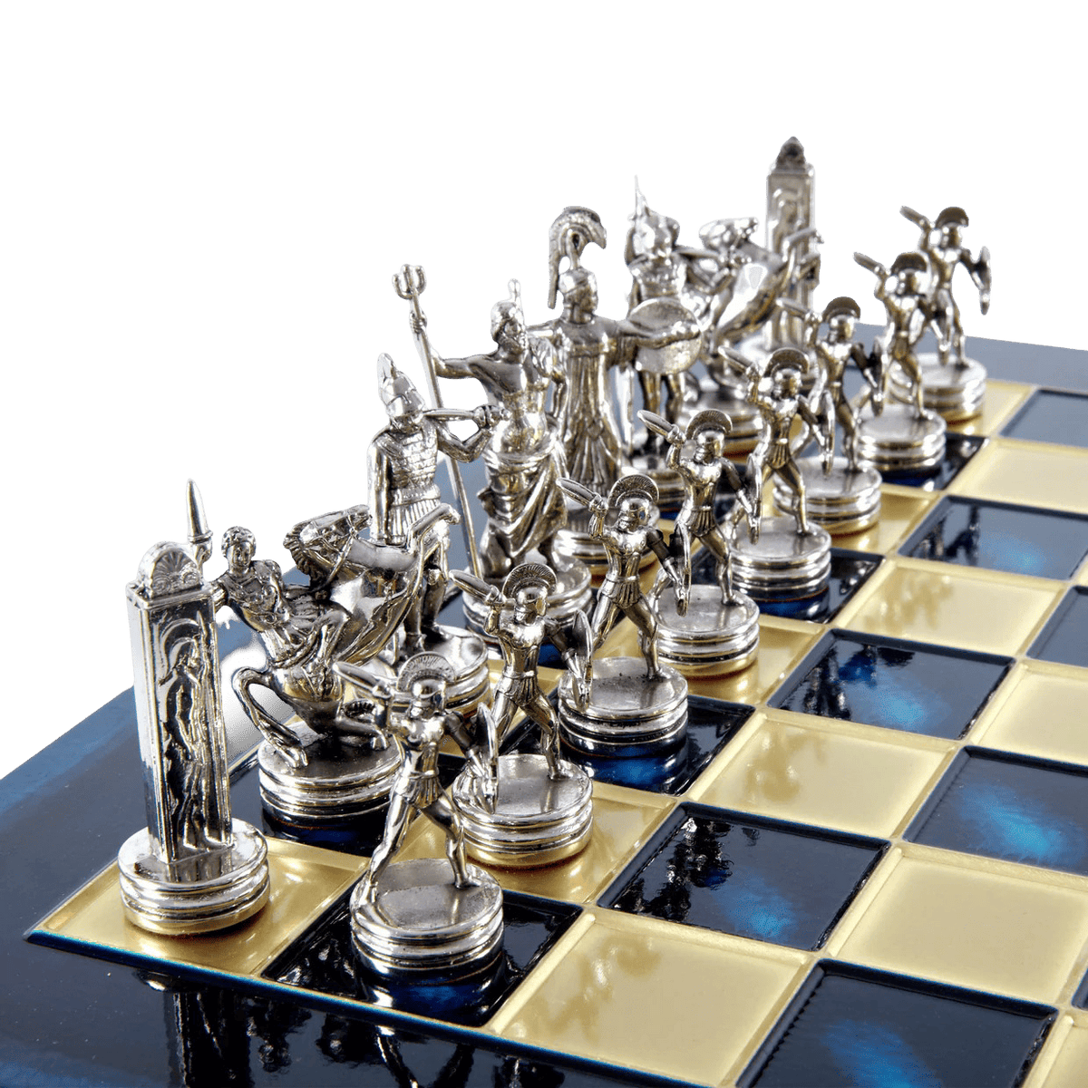 Aegean Mythology Heroes - handcrafted metal chessmen silver