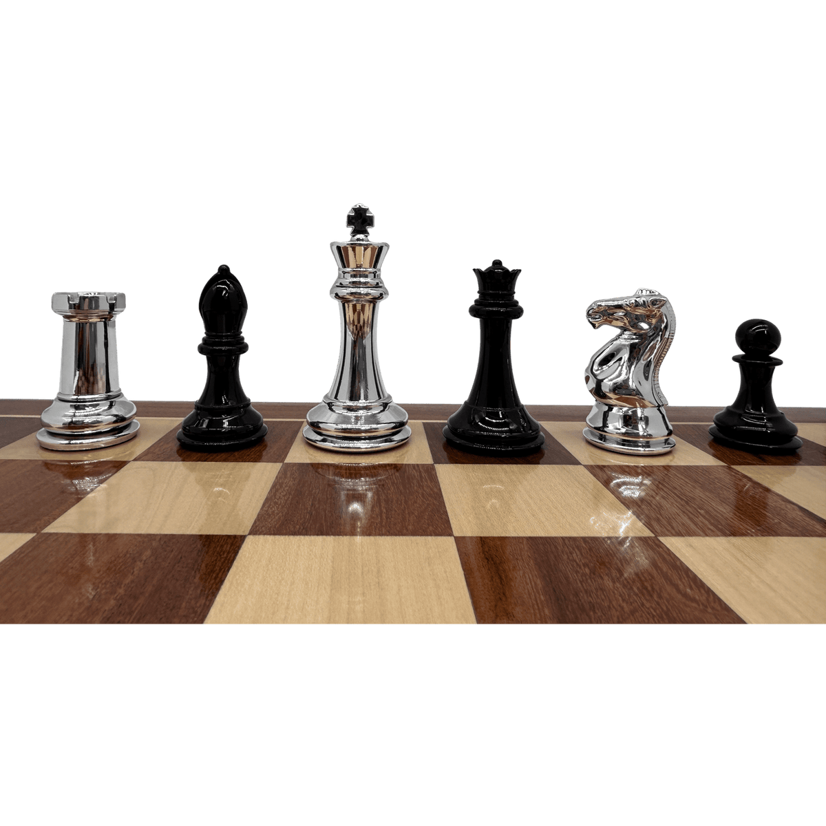 Resin Staunton Pieces with High-Gloss Look - silver and black