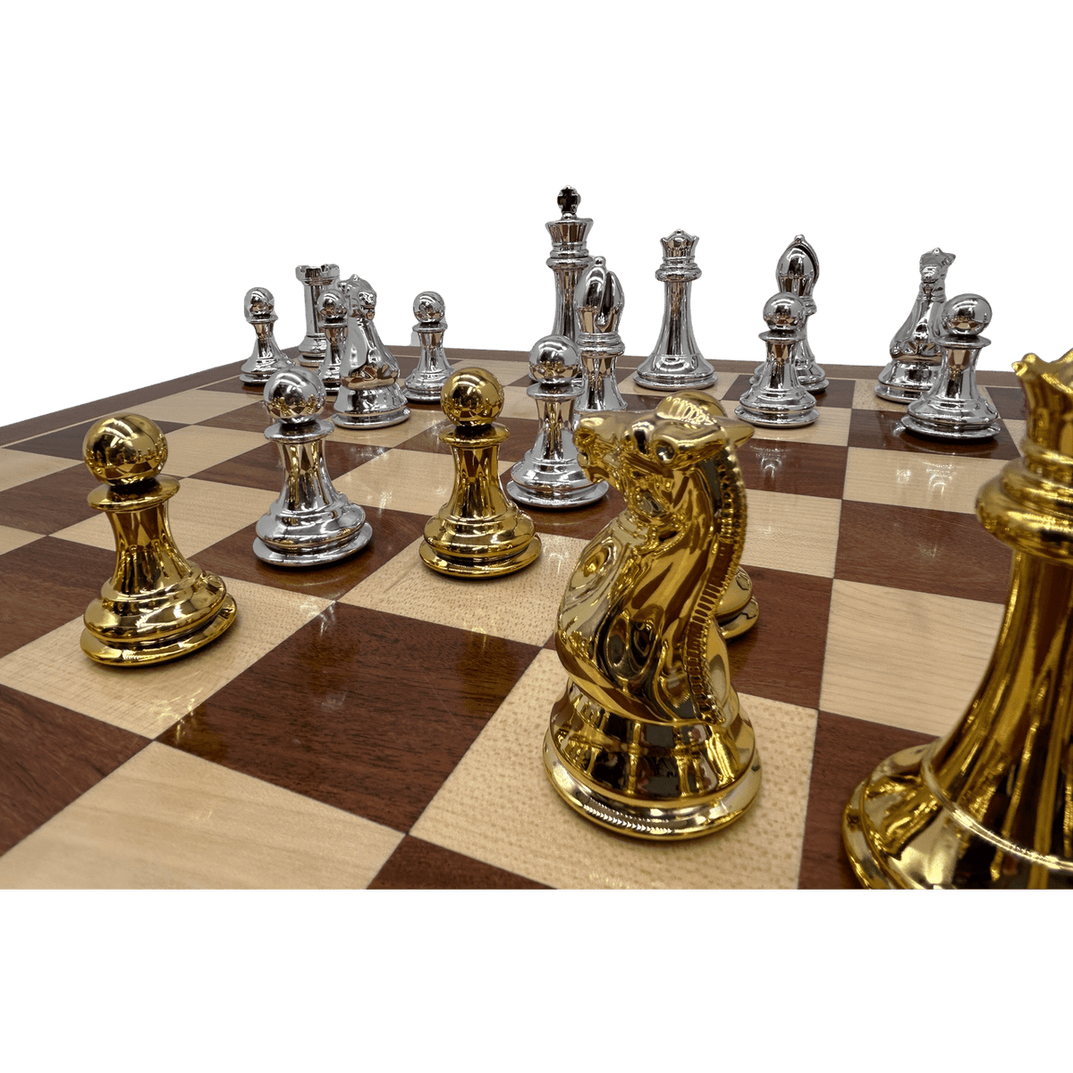 Resin Staunton Pieces with High-Gloss Look - silver and gold
