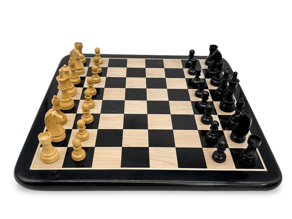 London Noir Chess Set - ebony timber board and acacia double weighted pieces