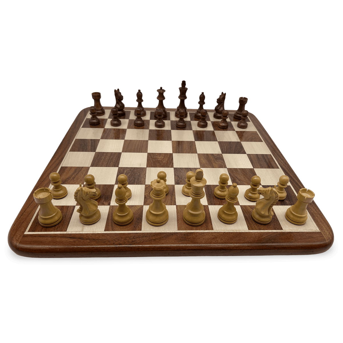 Rex Noir London Classic Double Weighted Acacia Staunton with detailed Knight Chess Pieces Acacia Chessboard
