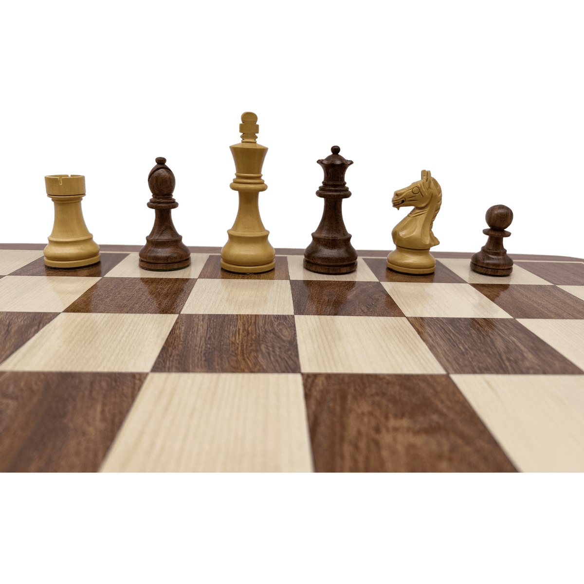 Rex Noir London Classic Double Weighted Acacia Staunton Chess Pieces with carved Knight