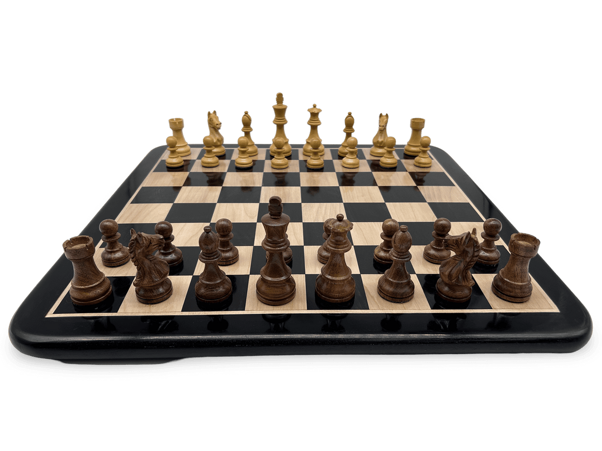 Rex Noir London Classic Double Weighted Acacia Stauntot Chess Pieces Ebony Chessboard with pretty Knight