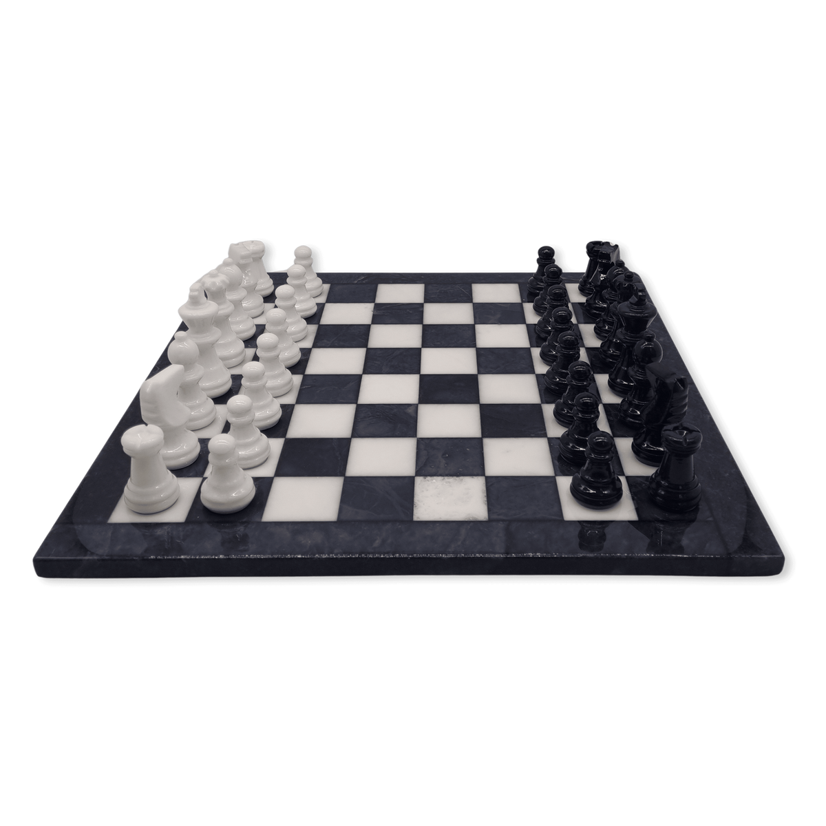 Midnight Pearl Classic Alabaster Chess Set - side view