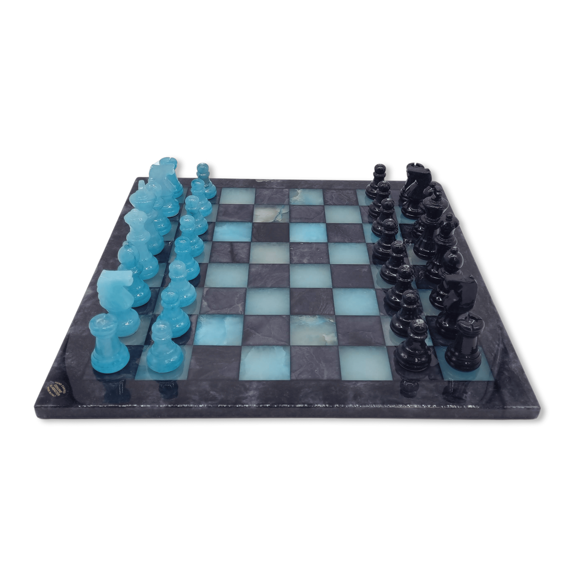 Midnight Tide Classic Alabaster Chess Set - side