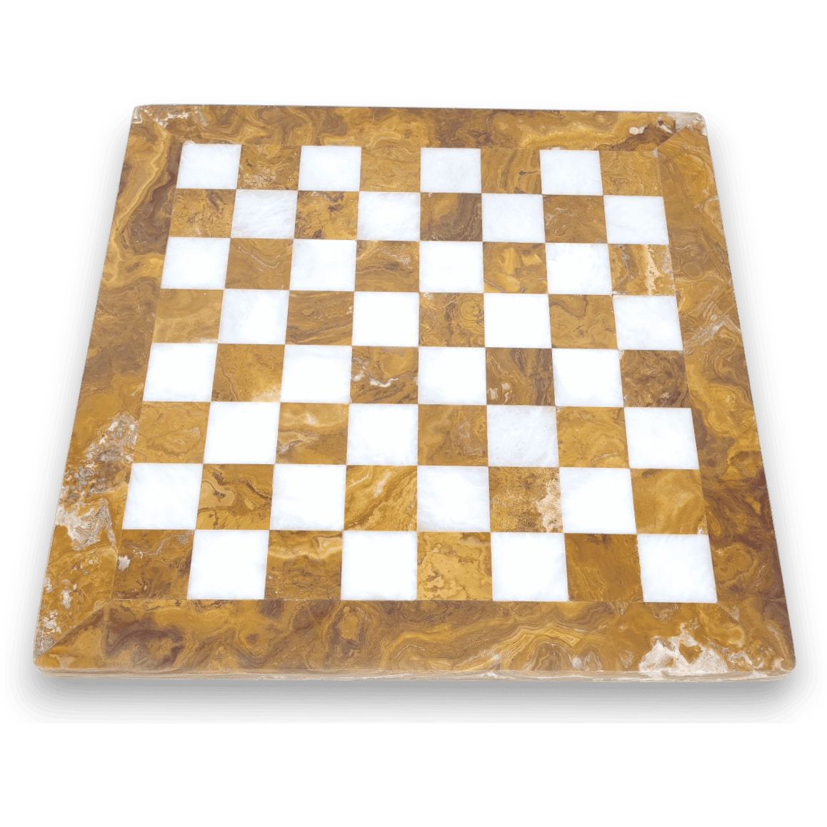 Red Onyx and White Marble Chess Board