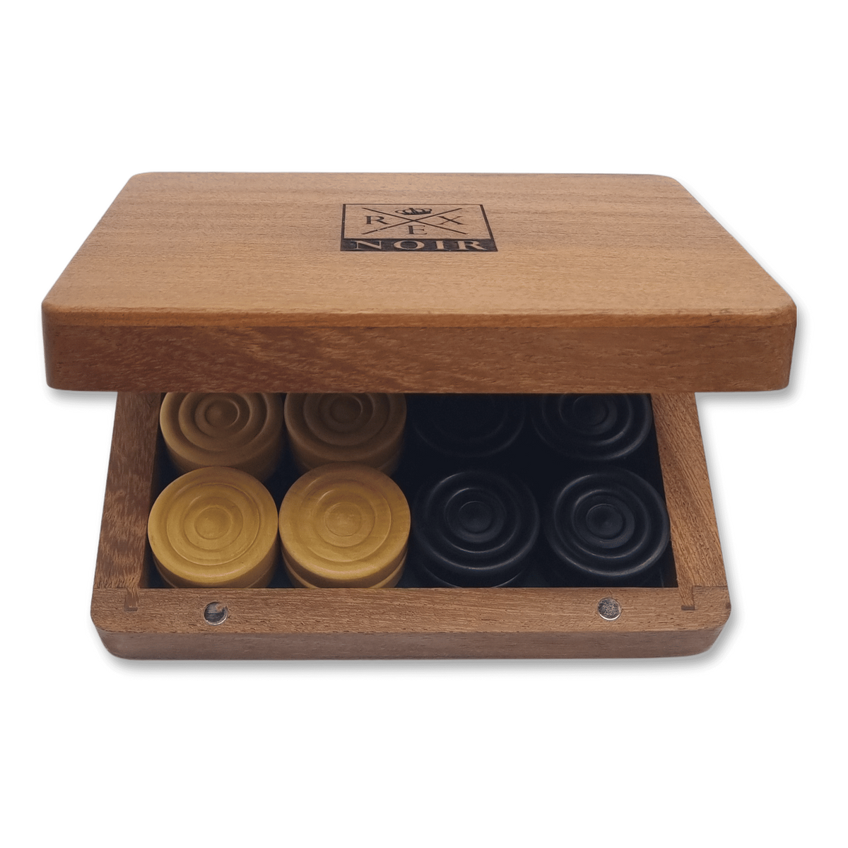 Rex Noir Checkers Set with Storage Case slightly open