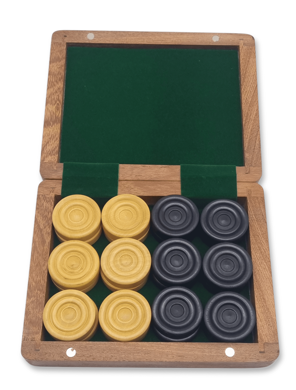 Rex Noir Checkers Set with Storage Case open