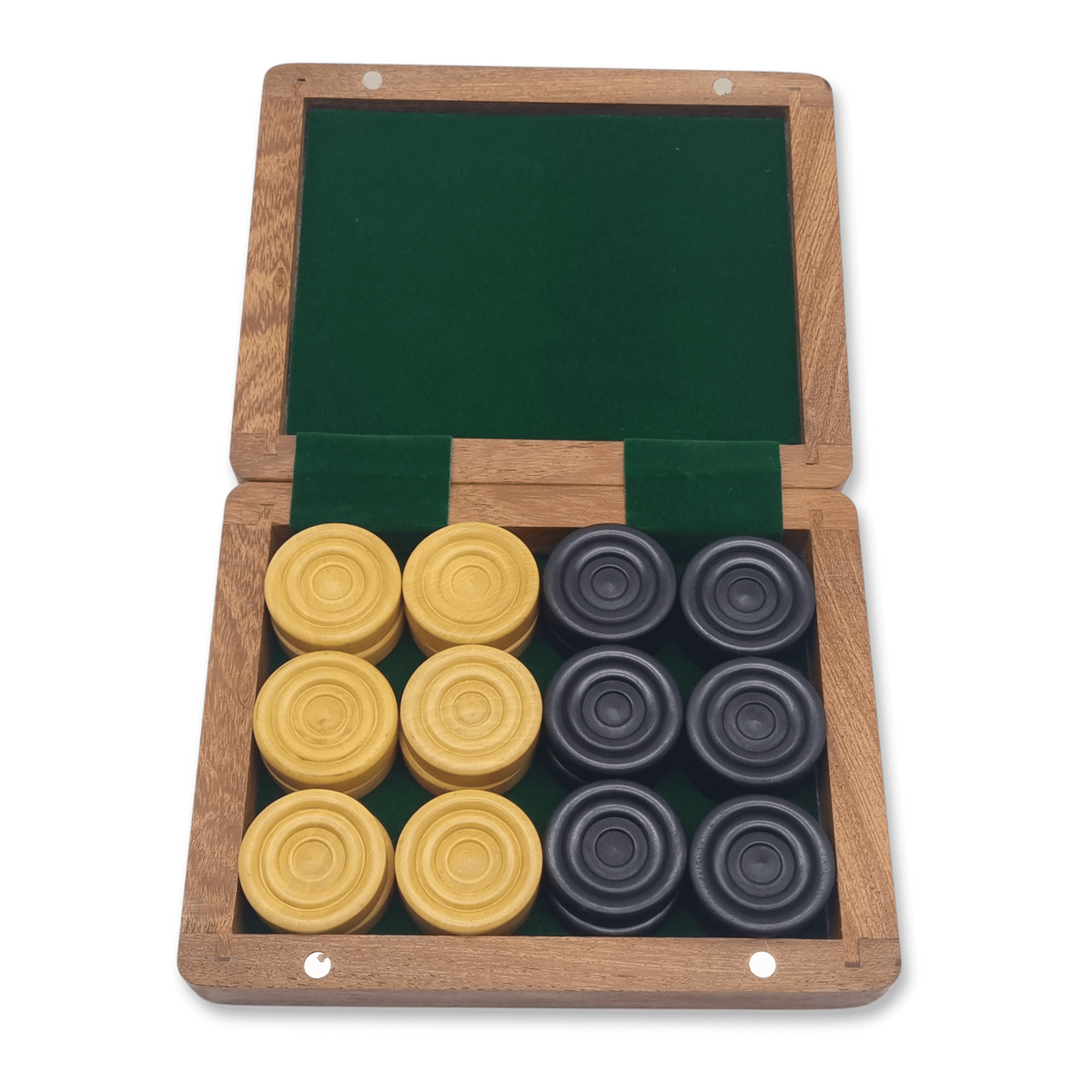 Rex Noir Checkers Set with Storage Case open