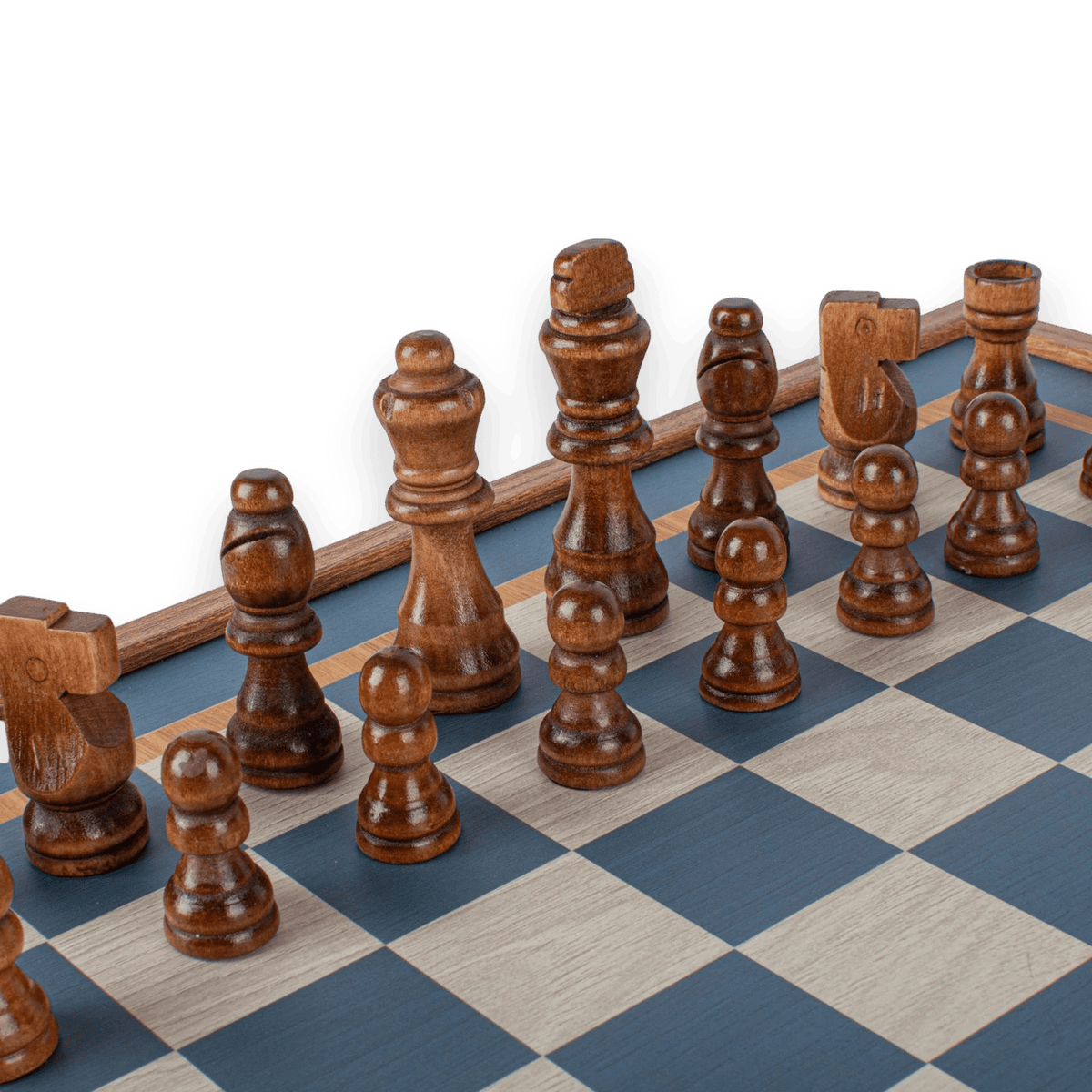 3-in-1 Blue Breeze Game Collection – Chess, Backgammon & Checkers - pieces
