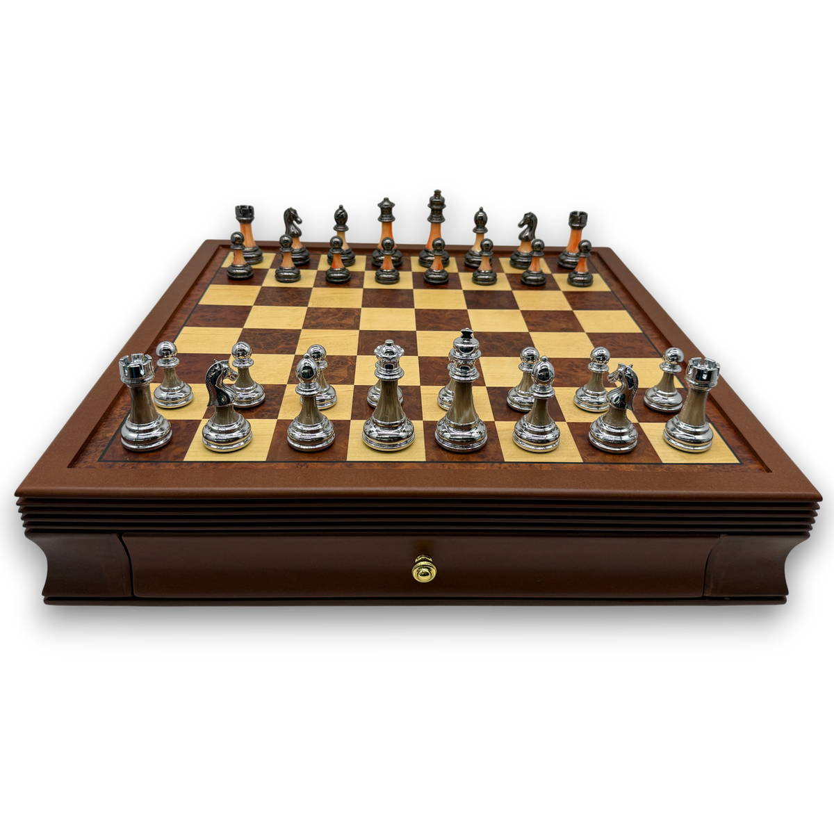 Metal and Marble Look Chess Pieces - Silver and Bronze