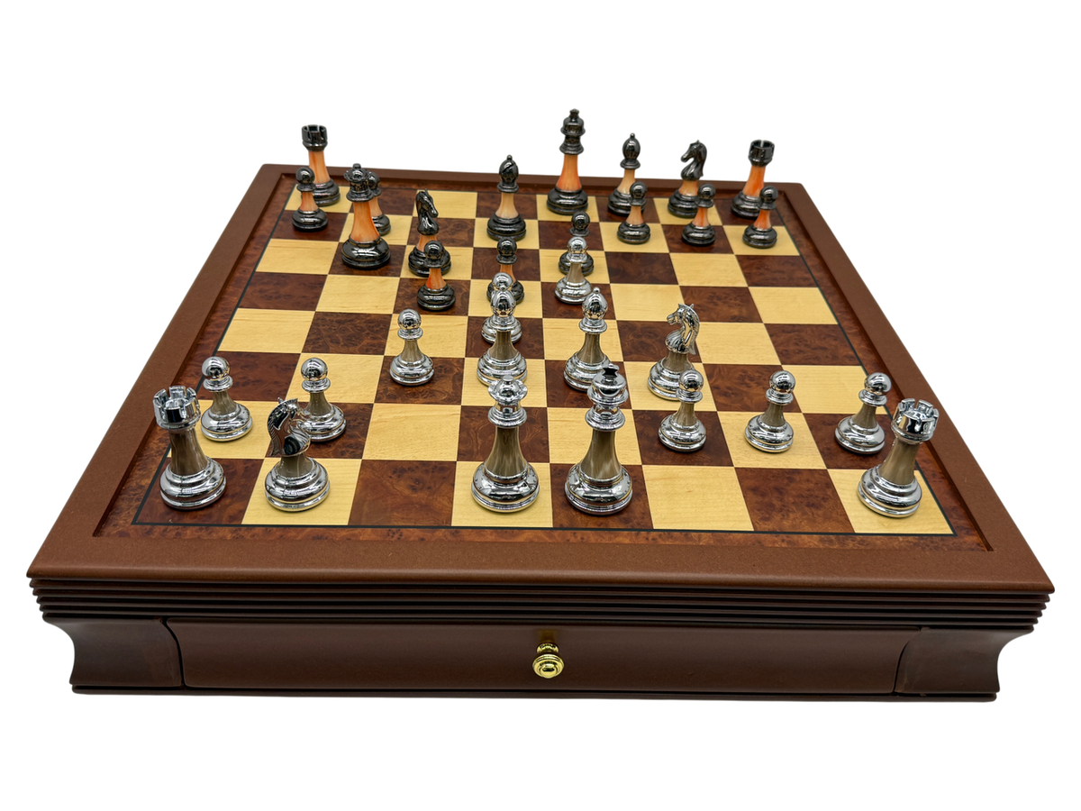 Segreto Grande Drawers Chess Set - mid game
