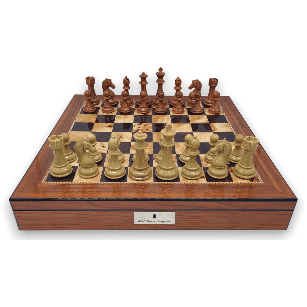 Spruce-Tek Resin Chess Pieces with Dal Rossi Walnut Finish Chess Board