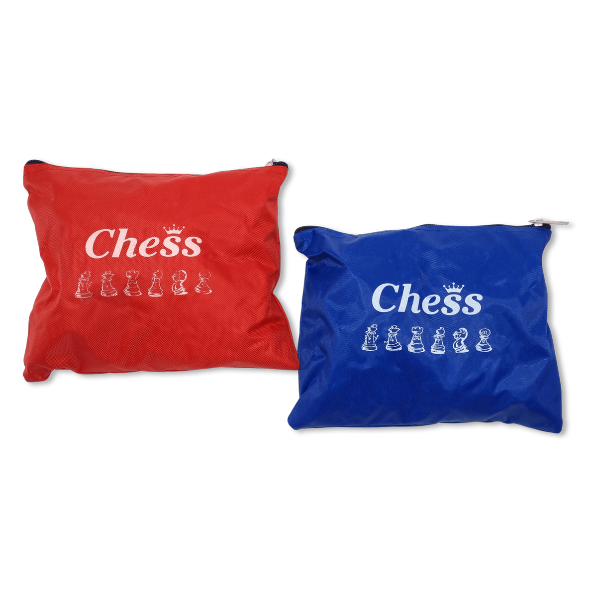Zip Up Chess Pieces Bag – Red and Blue with pieces