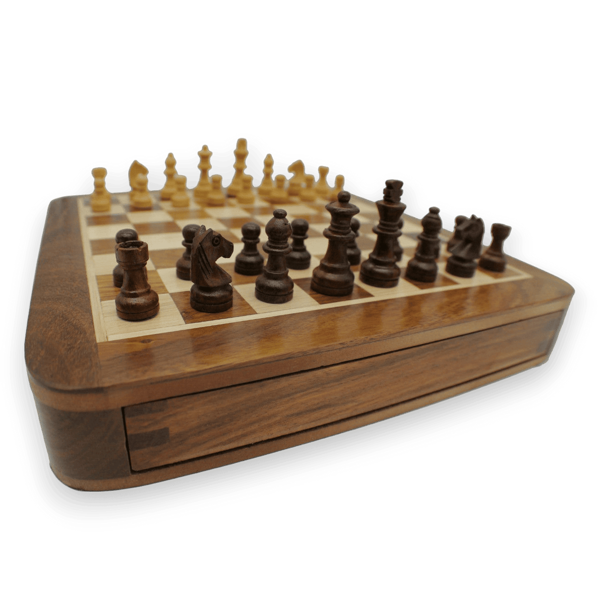 Rex Noir Square Magnetic Travel Chess Set 25cm with drawer (SQU-S-25) with pieces