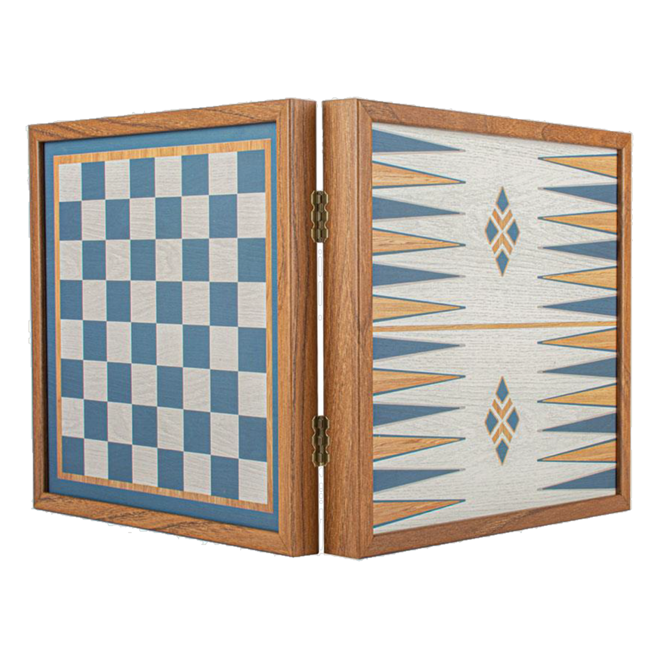 3-in-1 Blue Breeze Game Collection – Chess, Backgammon & Checkers