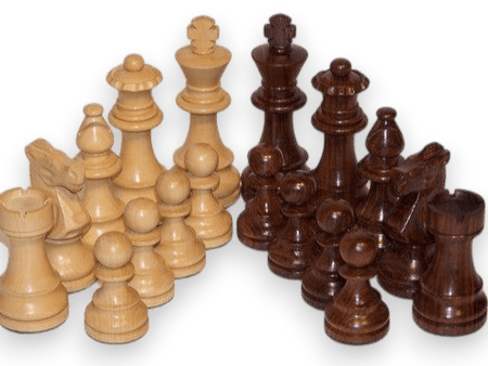 Dal Rossi 50cm Walnut Finish Chess Board with 95mm Sheesham Chess Pieces (L2054DR & L3020DR) pieces