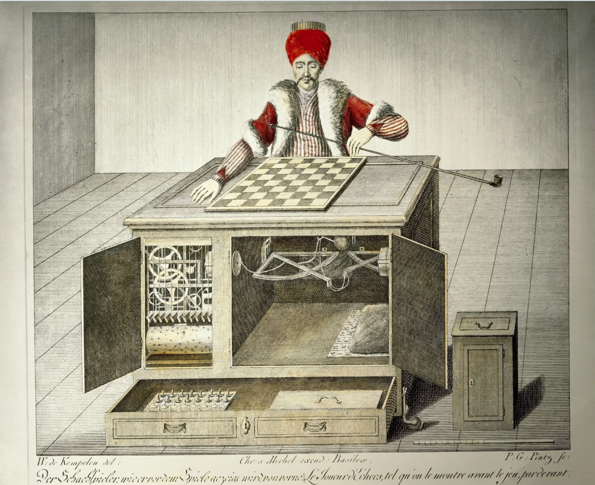 Illustration of the Mechanical Turk chess automaton