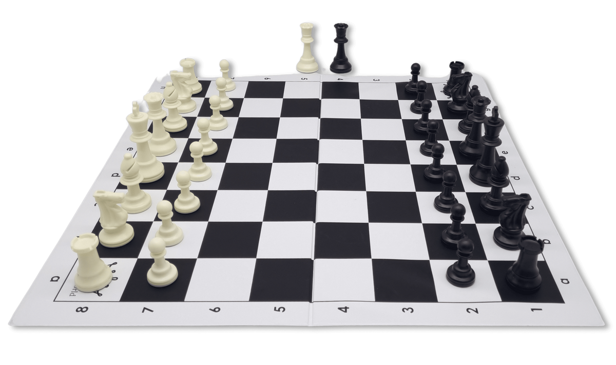 Tournament Chess Set 95mm Double Weighted Pieces with black & white Folding Board