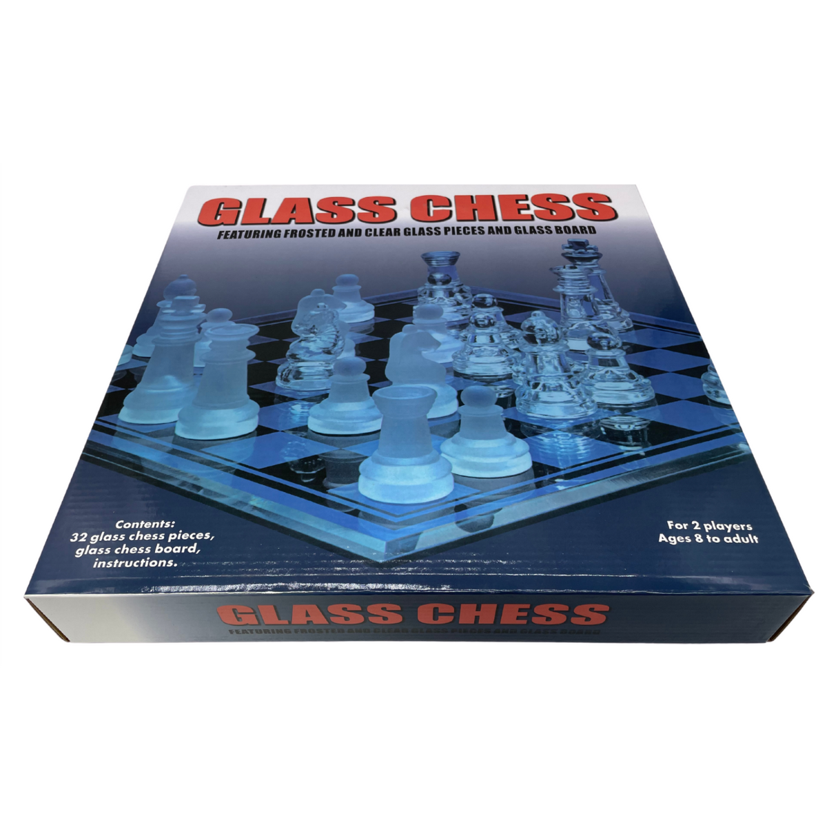 Ex-Display Glass Chess Set 35cm with Clear and Black pieces - box