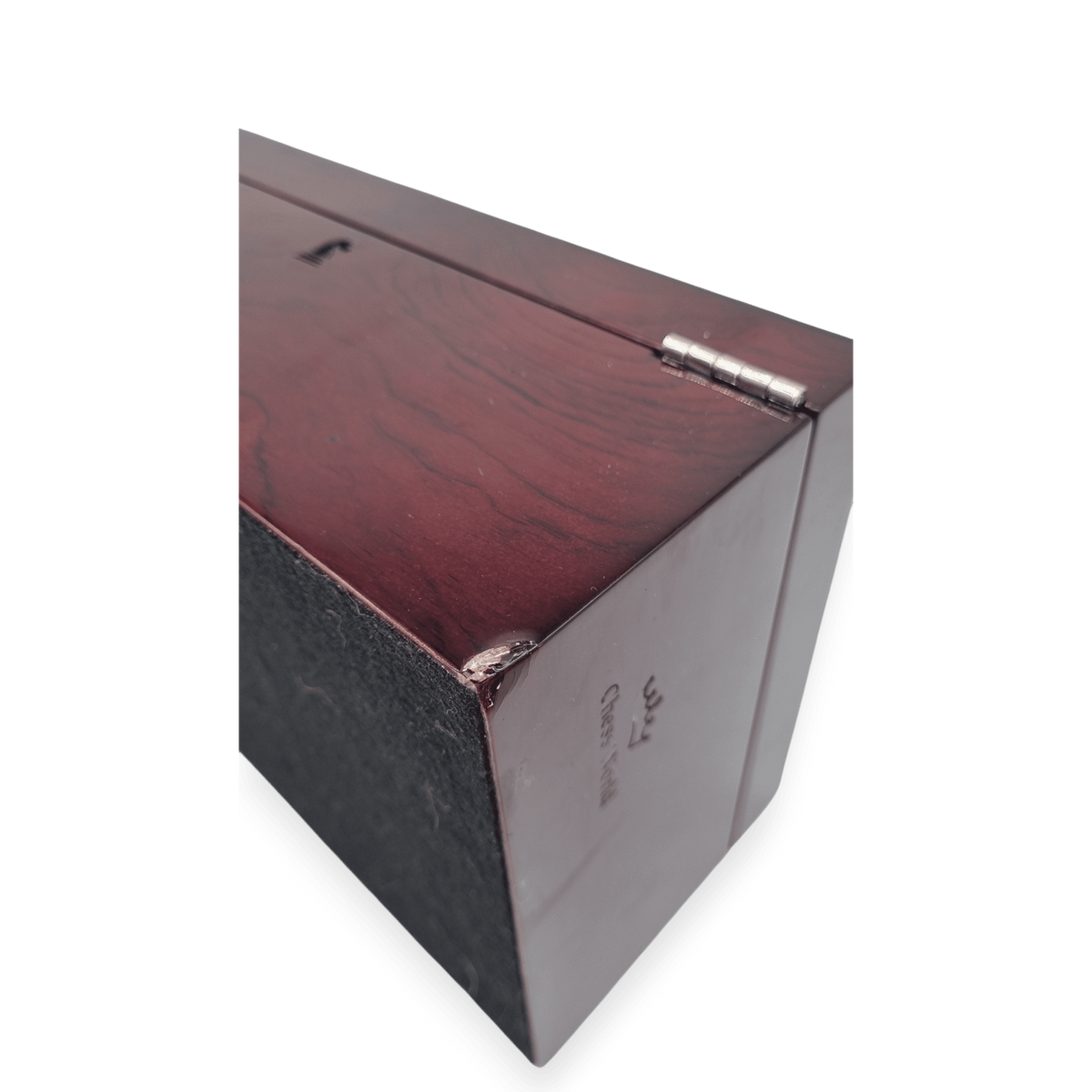 Dal Rossi Mahogany Storage Box - damaged corner & custom engravings - damaged corner