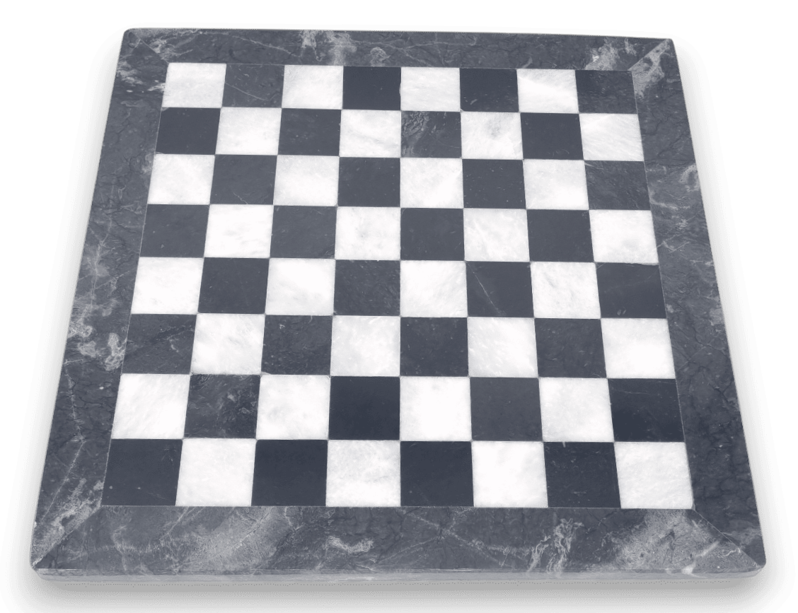 Black Onyx and White Marble INVERTED Chess Board