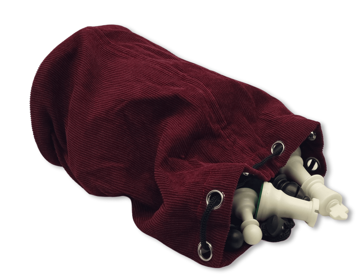 Burgundy Drawstring Bag with Tournament Double Weighted Pieces