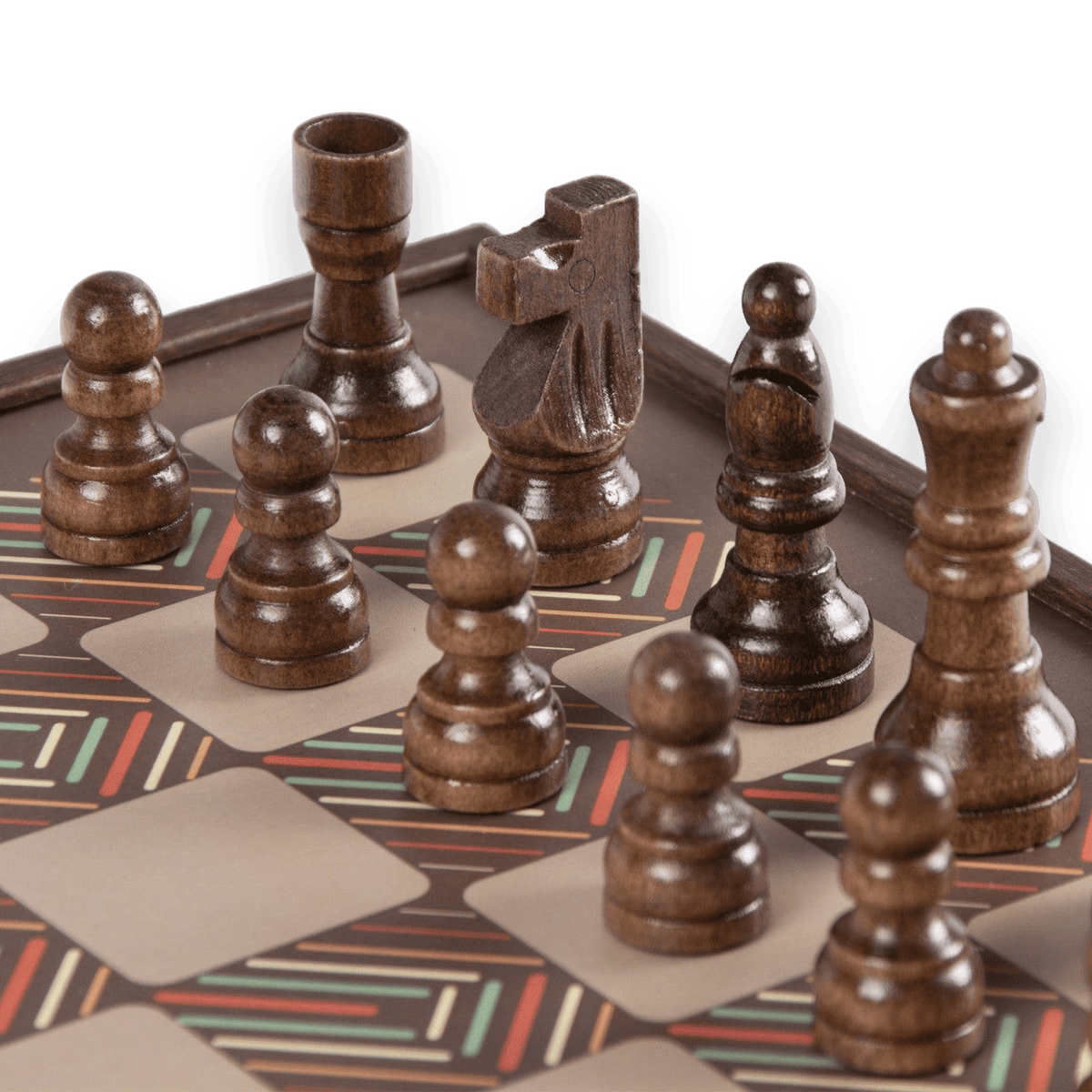 Manopoulos 34cm VINTAGE STYLE 4in1 Combo Chess / Backgammon / Ludo / Snakes - CHESS Pieces