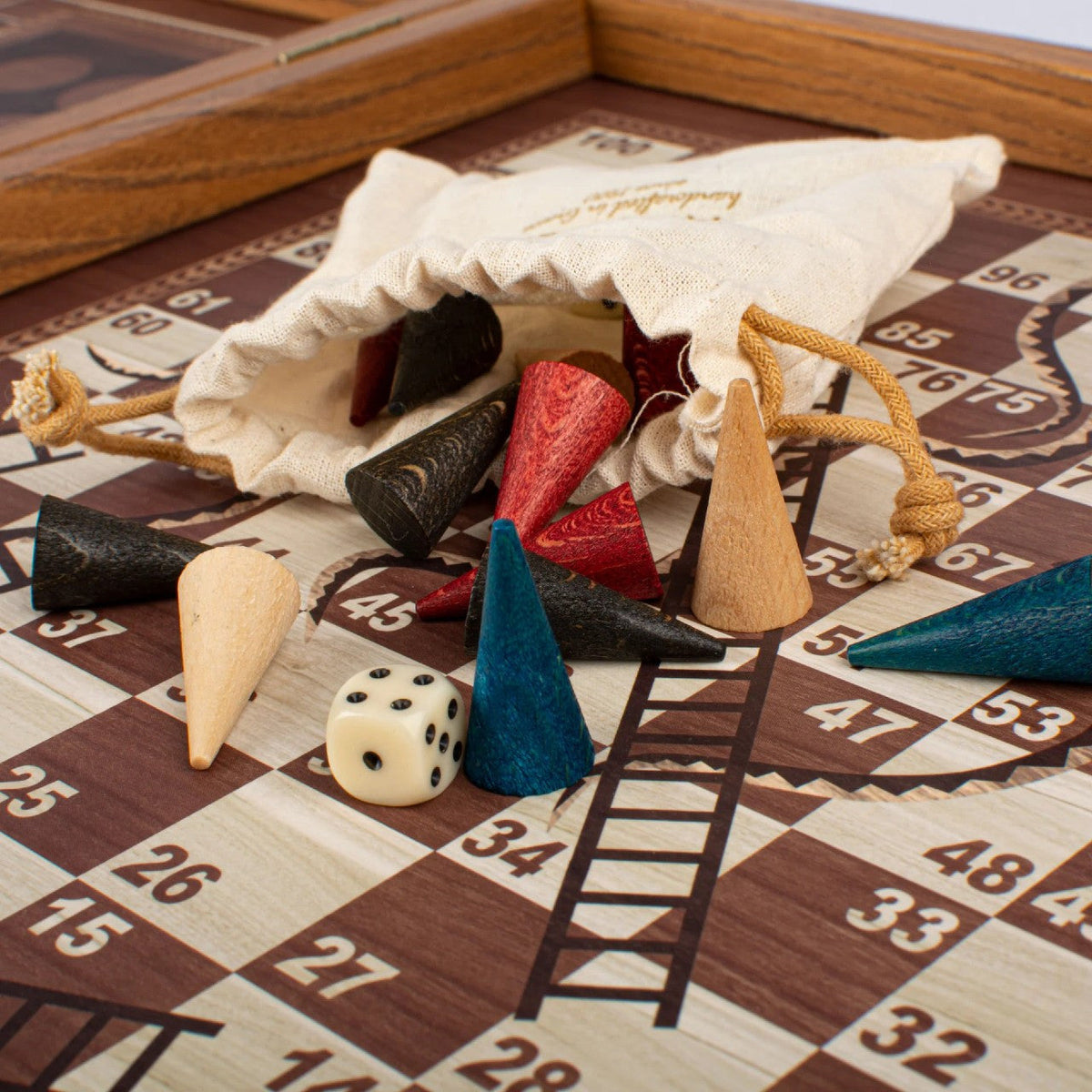 Manopoulos 34cm CLASSIC STYLE 4in1 Combo Chess / Backgammon / Ludo / Snakes and ladders