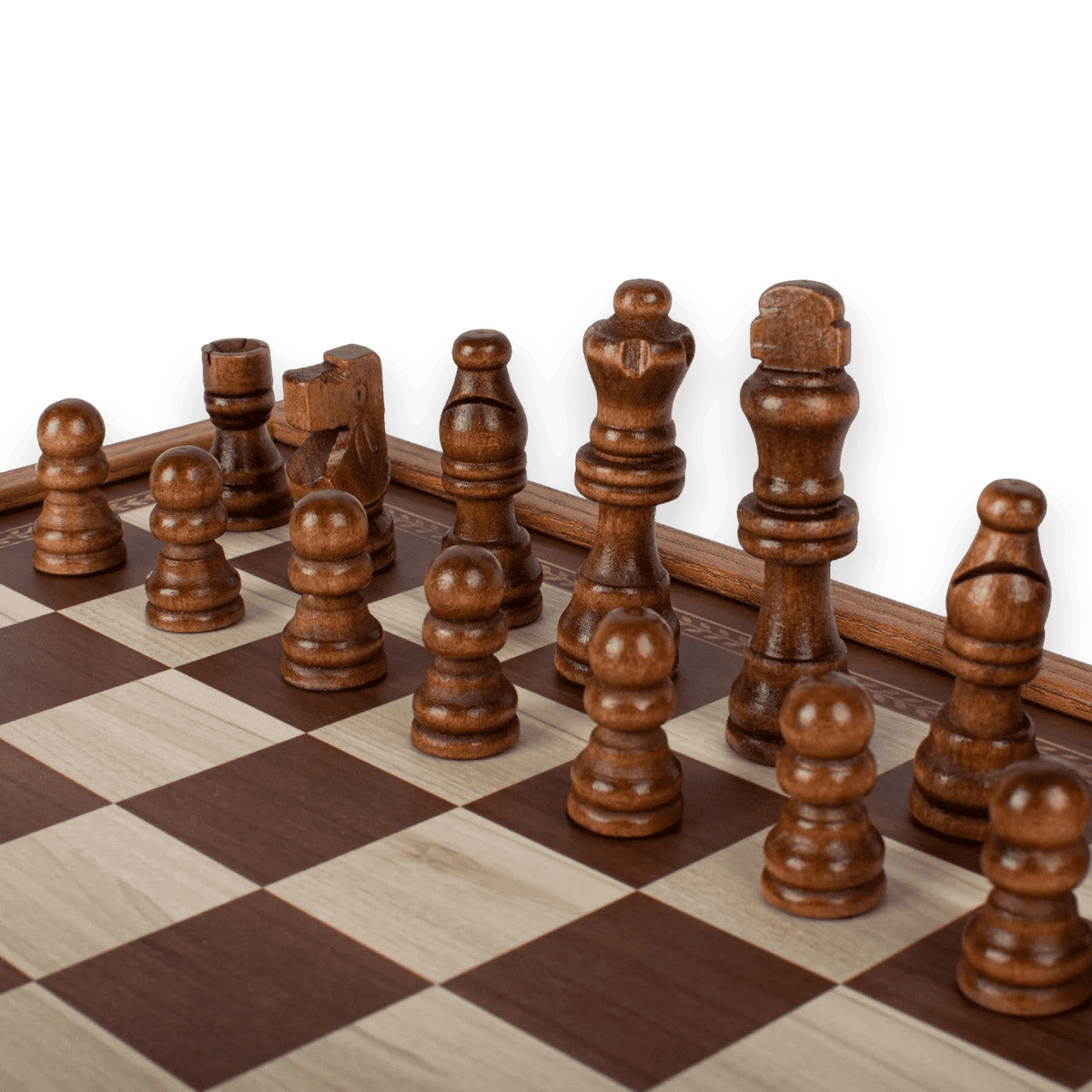 Manopoulos 34cm CLASSIC STYLE 4in1 Combo Chess / Backgammon / Ludo / Snakes dark pieces