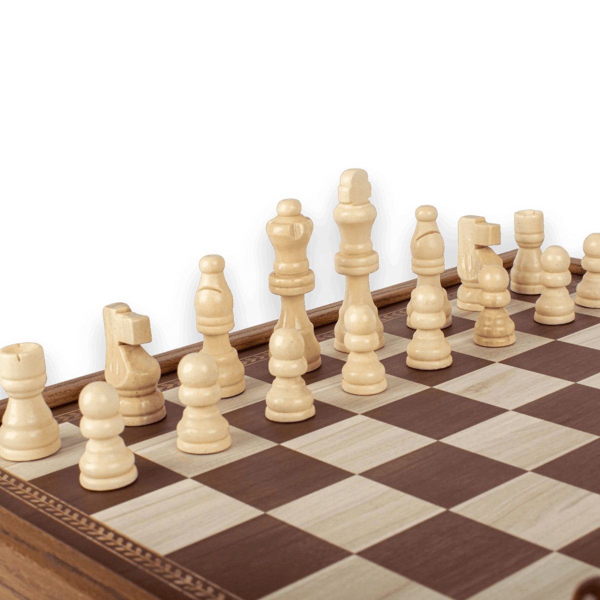 Manopoulos 34cm CLASSIC STYLE 4in1 Combo Chess / Backgammon / Ludo / Snakes light pieces