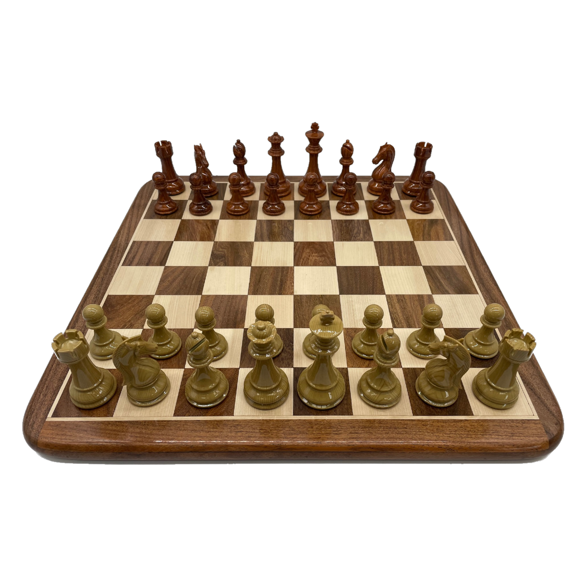 Spruce-Tek Resin Wood Look chess pieces 110mm on board