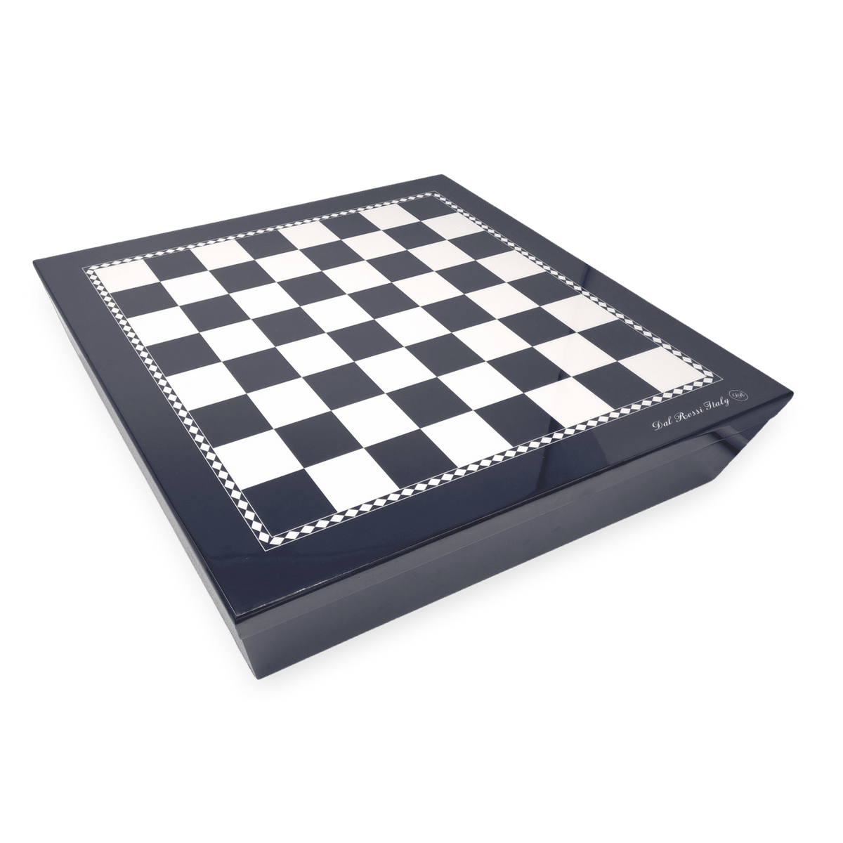 Dal Rossi Italy Black and White High Gloss Finish Angular Chess Box 50cm with compartments - diagonal