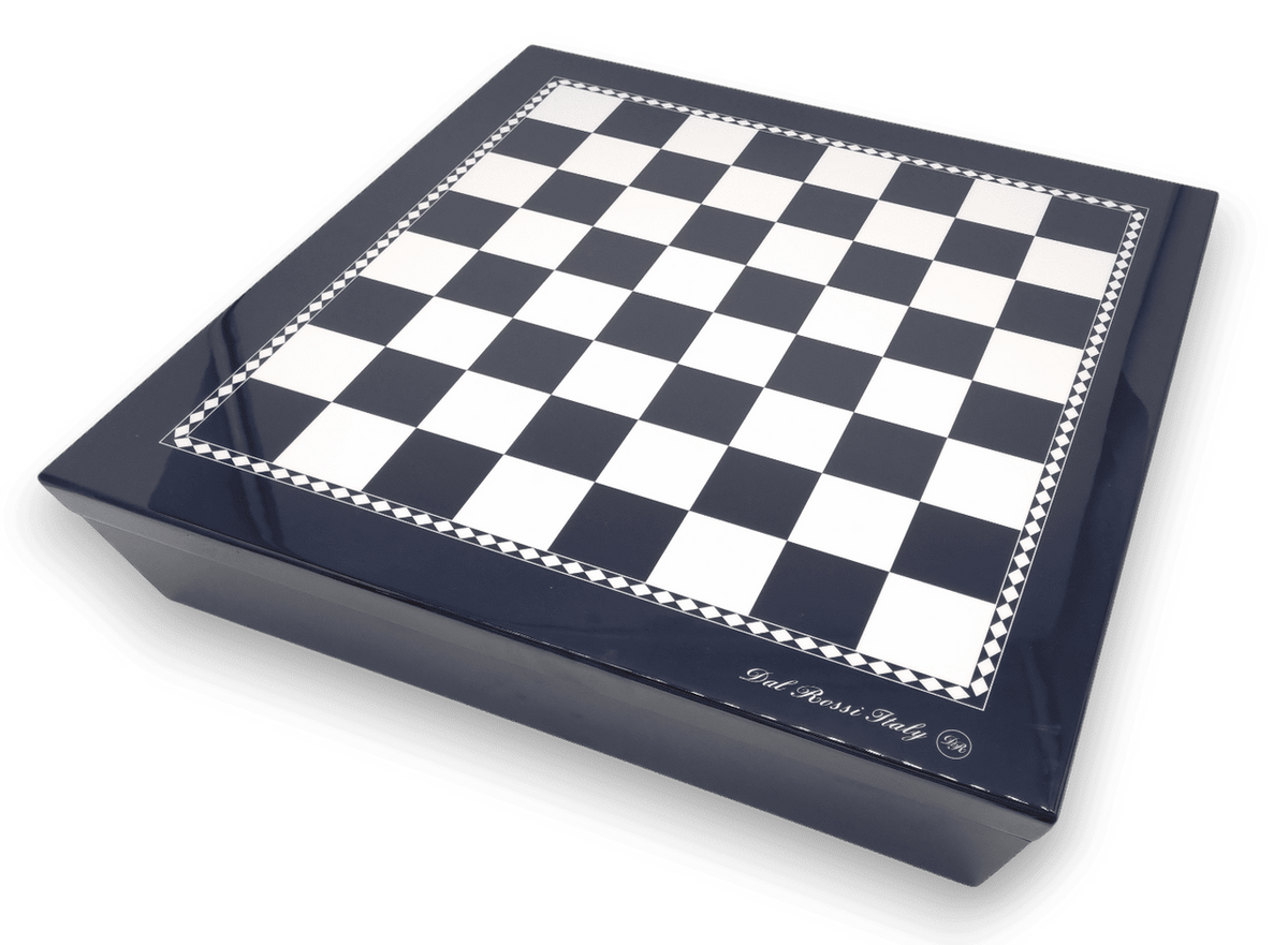 Dal Rossi Italy Black and White High Gloss Finish Angular Chess Box 50cm with compartments