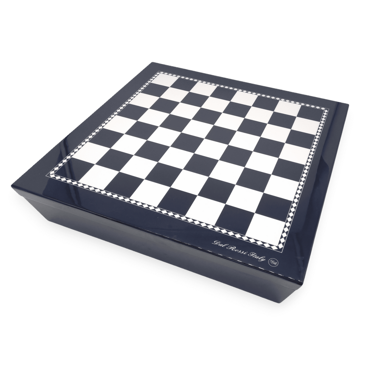Dal Rossi Italy Black and White High Gloss Finish Angular Chess Box 50cm with compartments - diagonal