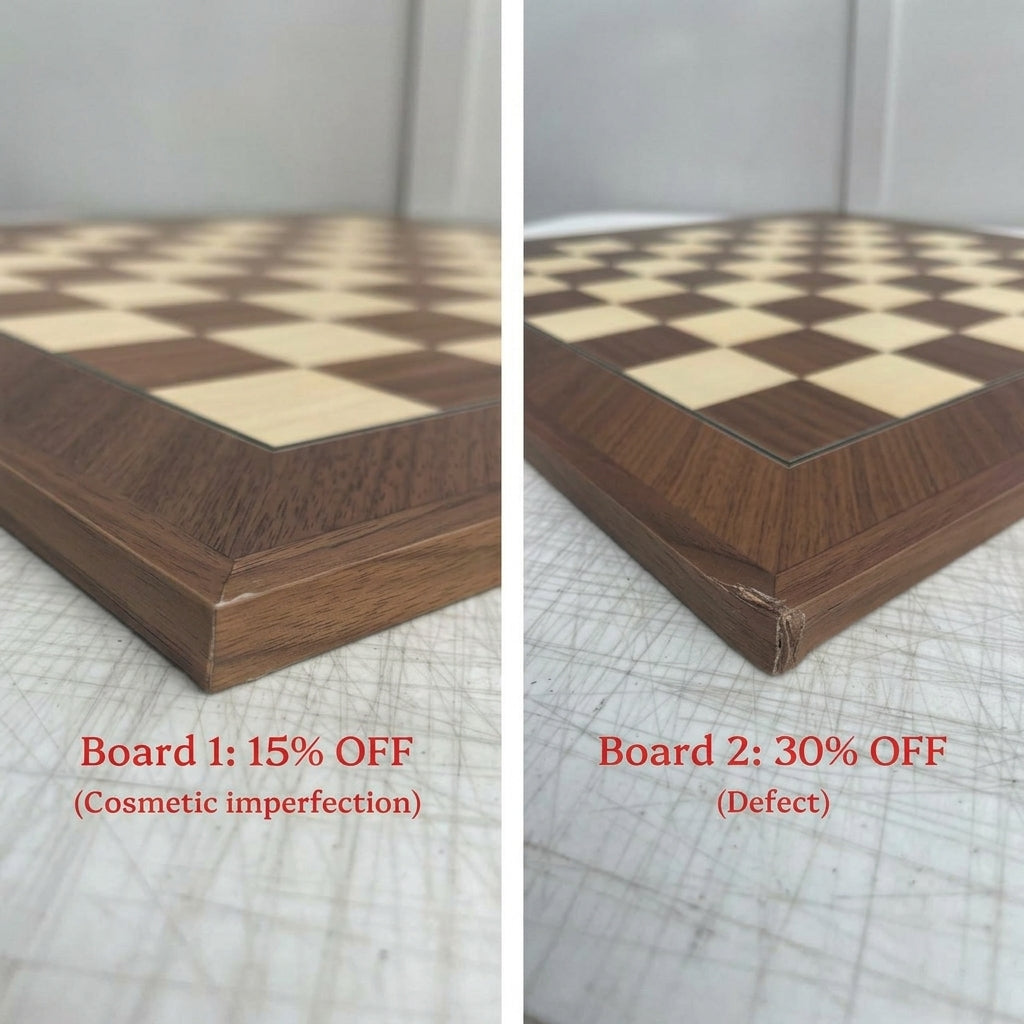 Walnut Chessboard Deluxe - Corner defects - defects
