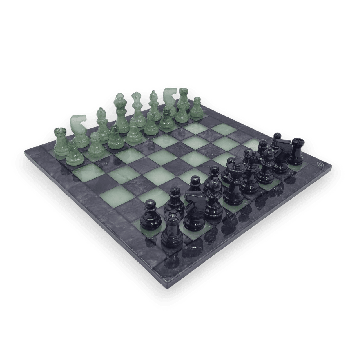 Forest Shadow Classic Alabaster Chess Set - diagonal