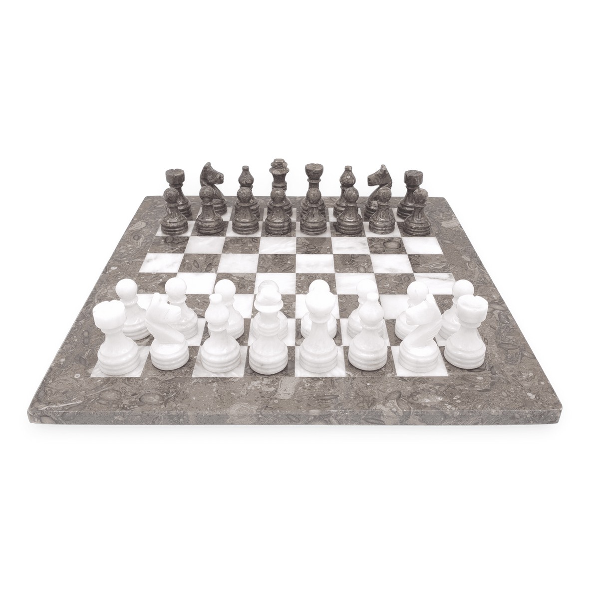 Fossil & White Marble Chess Set